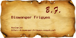 Biswanger Frigyes névjegykártya
